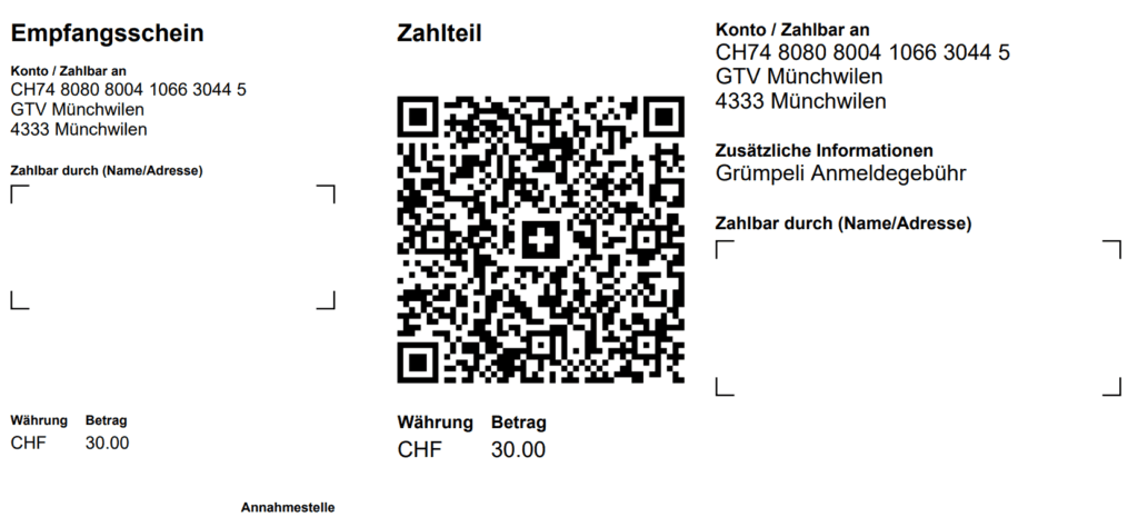 Anmeldegebühr QR Rexhnung